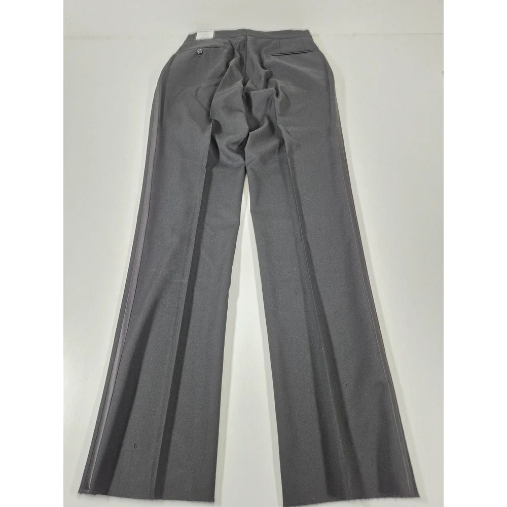 Dress Pants Mens 34x36 Black Super 120 Wool Flat Front Adjustable Waist Unhemmed